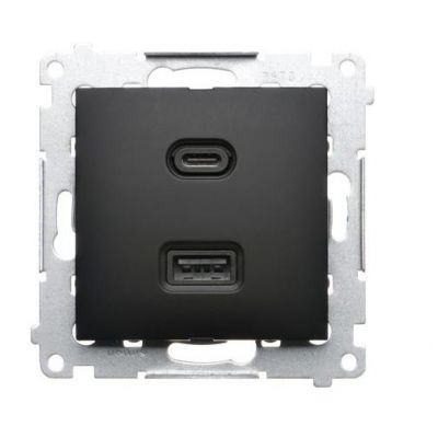 SIMON 54 Ładowarka USB C+A 30W 230V czarny mat DEC2CAQ.01/49 (DEC2CAQ.01/49)